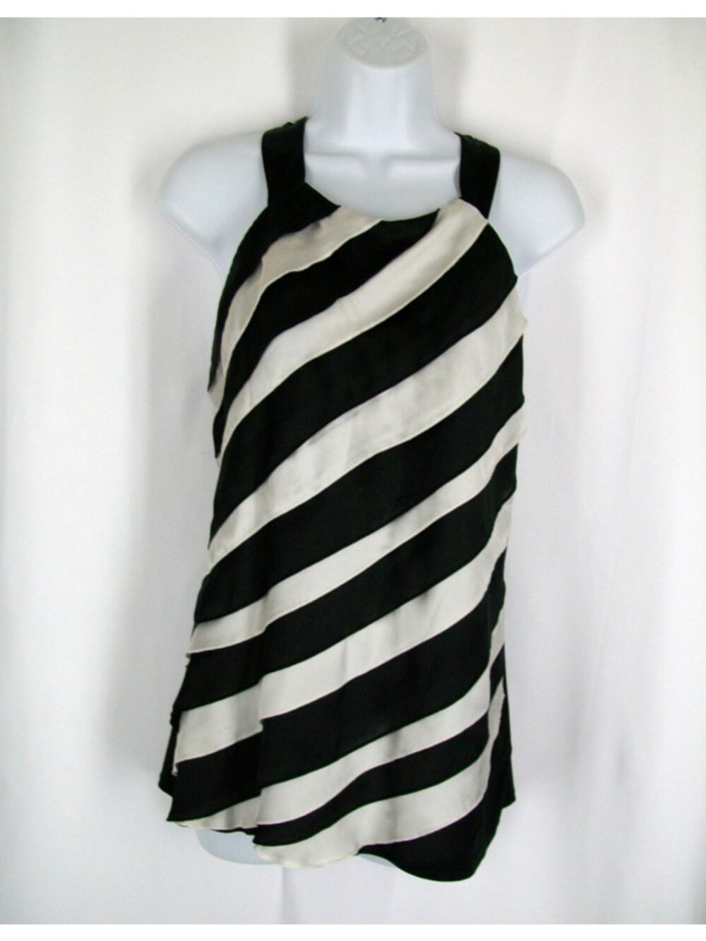 White House Black Market Diagonal Striped Halter Tank Top M Dressy Party